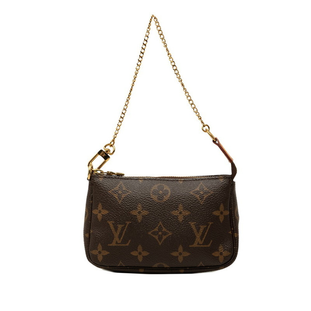 Louis Vuitton Monogram Mini Pochette Accessoires Chain Handbag Pouch M58009 B...